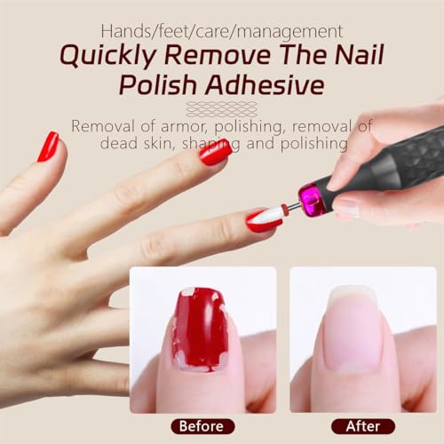 Nail Drill,Adjustable 15000 RPM Portable Cordless Professional Electric Nail Polish Machine with Nail Clippers,Bits Kit,Manicure Pedicure Polishing Shape Tools for Manicure Salon (Grey)