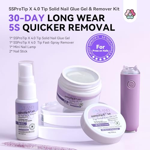 SAVILAND Solid Nail Glue Gel & Nail Glue Remover Kit: U V Light for Nails Complete Nails Tools for Press Ons Strong Nail Glue Gel Handheld Gel X Lamp for Gel Nails and Quick Press On Nail Remover