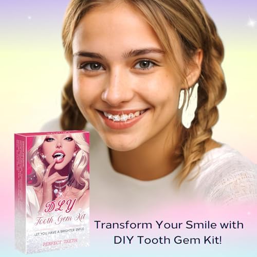 Fiorland DIY Tooth Jewelry Kit – 2025 New Sparkling Crystal Gems Starter Set for Teeth Decoration, Easy at-Home Smile Bling Accessory Kit