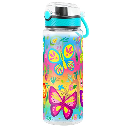 Cute Water Bottle for School Kids Girls, BPA FREE Tritan & Leak Proof & Easy Clean & Carry Handle, 23oz/ 680ml (Mermaid 2)