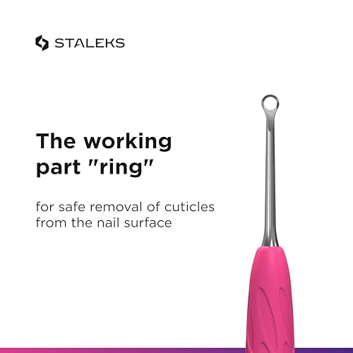 STALEKS UNIQ PQ-11/2 Double Manicure Instrument with Silicone Grip (Ring + Hoof Sticks)
