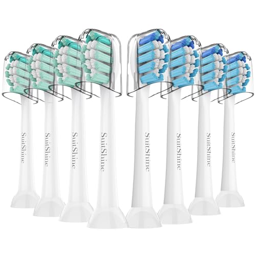 Replacement Toothbrush Heads Compatible with Philips Sonicare and More Click-on Handles 8 Pack White
