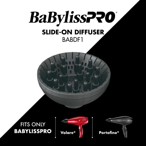 BaBylissPRO Slide-On Diffuser Attachment for Hair Dryer - for Volare or Portofino Hair Dryer ONLY, BABDF1, Black