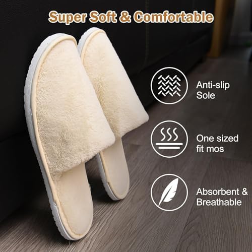 AQUEENLY House Slippers - Washable Spa Slippers Non Slip Indoor Guest Slippers for Shoeless Home, Women & Men