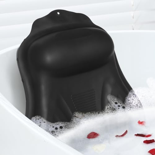 Goowin Bath Pillows for Tub, New Generation Skin-Friendly Silicone Bath Pillow, Luxury Bathtub Pillow for Head and Neck, Powerful Suction Tub Pillow for Bathtub with Inflatable Airbag (Black)
