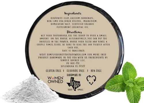Fluoride Free Remineralizing Toothpaste Powder I Vegan I Gluten Free I Organic Peppermint Essential Oil 1.5oz