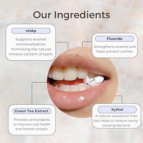 Smile More Toothpaste Tablets with Fluoride & nHAp - Vegan, Enamel Strengthening, Zero Waste, Paper Refill, 62 Tablets, Cool Mint, 1 Month Supply, Travel-Friendly