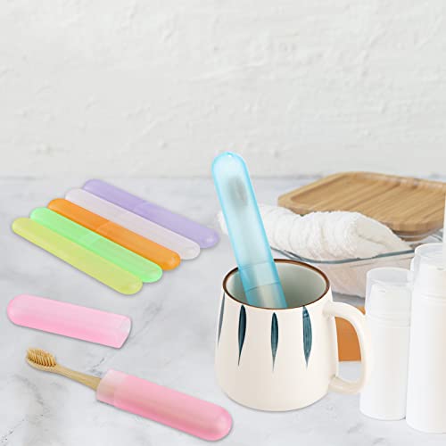 Hedume 35 Pieces Travel Toothbrush Case, 7 Colors Portable Plastic Dust-proof Breathable Toothbrush Holder for Travel, Camping, Home, School, Business