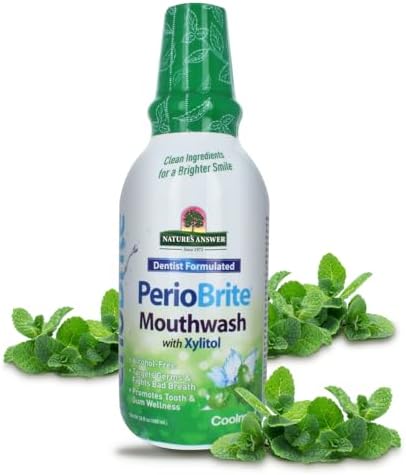Nature's Answer PerioWash Mouthwash Alcohol-Free Cool Mint - 16 fl oz | Fluoride Free | Natural Breath Freshener | Stain Remover | Natural Teeth Whitener