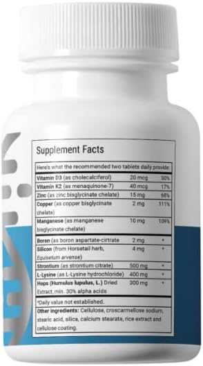 – Ultimate Bone Support Supplement, Strontium, Silica, Vitamin K2 and D3, Support Bone Health, Bone Strength, Non GMO, Gluten Free, Dairy Free, Soy Free, Vegan (60 Tablets)