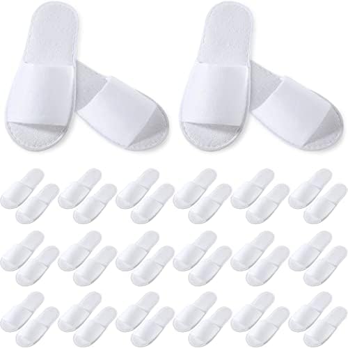 Coume 48 Pairs Disposable Slippers for Guests Bulk Soft Disposable Hotel Spa Slippers Open Toe White Non-Slip for Women Men Home Indoor Hotel Travel Wedding Party