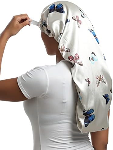 Satin Bonnet Silky Sleep Cap,Adjustable Hair Bonnet for Braids Curly Hair