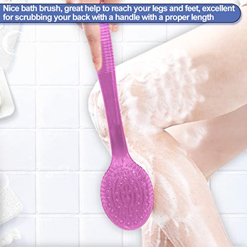 Back Brush for Shower, 14-inch Long Handle Medium Stiff Bristles Bath Scrubber for Men Women Body Exfoliating and Brushing - 2 Packs Pink+Blue