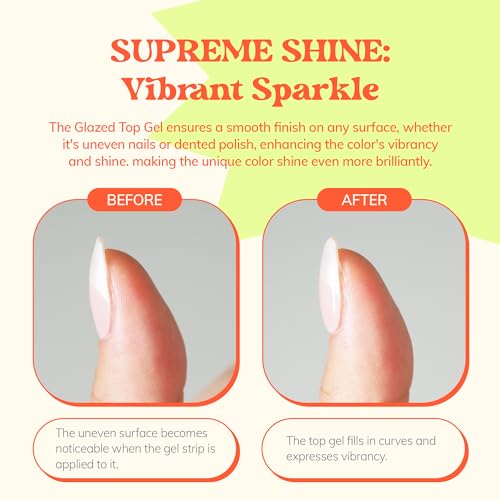 Glazed Top Gel for Semi-Cured Gel Nail Strip | Non Wipe High Gloss Gel Top Coat (0.23 fl.oz)