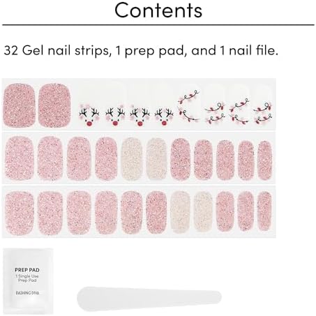 Dashing Diva Gloss - UV Free, Chip Resistant Gel Nail Strips | Contains 32 Wraps, 1 Prep Pad, 1 Nail File