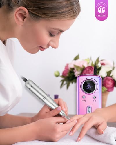 Cordless Nail Drill Professional: 45000 RPM Rechargeable Electric Nail File Kit, Portable & Low Noise for Acrylic, Gel Nails, Manicure & Pedicure - Salon & Home Use