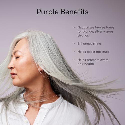 Sulfate-Free Purple Shampoo & Conditioner Set for Neutralizing Brassy Tones in Blonde, Silver + Gray Hair, 13 Fl Oz Each (2-Pack)