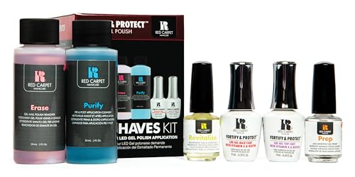 Red Carpet Manicure Fortify & Protect Kit – Essentials for UV/LED Gel Application. Vitamin A & Biotin Infused, Long-Lasting, Chip-Resistant Manicure
