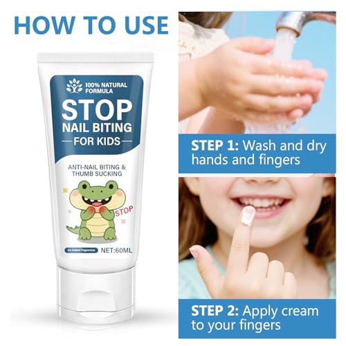 Nail Biting Prevention-Nail Biting Treatment for Kids-Anti-Nail Biting Thumb Cream for Kids-100% Natural Bitter Formula-No Additives-Protects Nails Healthy Nail Growth-Safe for Children, 60ml