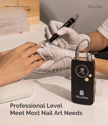 MelodySusie Professional Nail Drill, 35000 RPM Electric Nail File for Acrylic Gel Nails Removal, SM200F Portable Efile Coreless Motor for Quiet & Durable, Cordless Nail Kit with Bits for Salon & Home