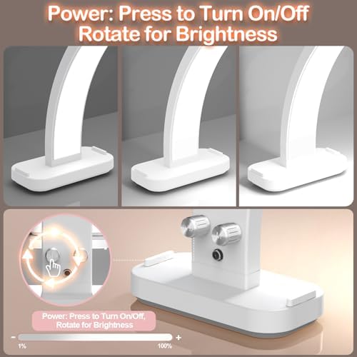 Upgrade 31" Wide-Body Large Half Moon Light for Nail Desk with Phone Holder for Nail Lamp, Foldable Arch Moon Light Tech Perfect for Professional Manicure (Large White)