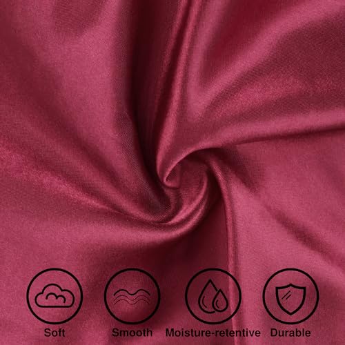 Satin Bonnet Silk Hair Bonnet for Sleeping Women Men Night Cap Sleep Bonnet Hat Hair Cap 9 Pack with Wide Band, Burgundy