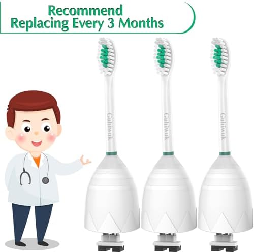 Replacement Toothbrush Heads Compatible with Philips Sonicare E-Series, Essence, Advance, CleanCare, Elite and Xtreme Screw-on Electric Phillips Brush Handles, 6 Pack