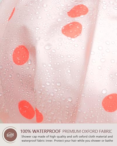 Shower Cap Luxury Shower Caps for Women Reusable Waterproof Hair Cap for Shower with Adjustable Bowknot Hair Bath Cap (Pink)