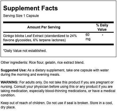 Swanson Ginkgo Biloba Extract 24% 60 Milligrams 240 Capsules