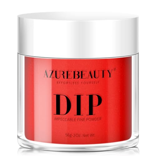 AZUREBEAUTY Dip Powder Red Color 2Oz/56g, Basic Red Dipping Powder French Nail Art Starter Manicure Salon DIY at Home, Long-Lasting, No Nail Lamp Needed
