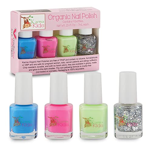 Karma Kids Nail Polish Box Set No. 1 Natural Safe Nail Polish for Little Girls - Non-Toxic, Vegan, and Cruelty Free – Quick Dry Kids Friendly