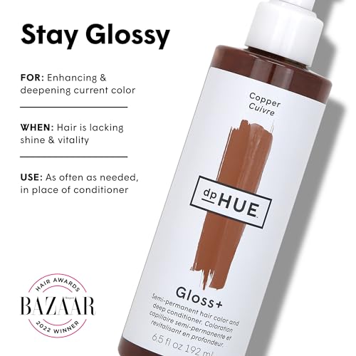 dpHUE Gloss+, Copper - 6.5 oz (8-12 Applications) - Semi-Permanent Hair Color & Conditioner - Lasts Up to Eight Washes - Paraben, SLS & SLES Sulfate Free - Vegan, Leaping Bunny Certified