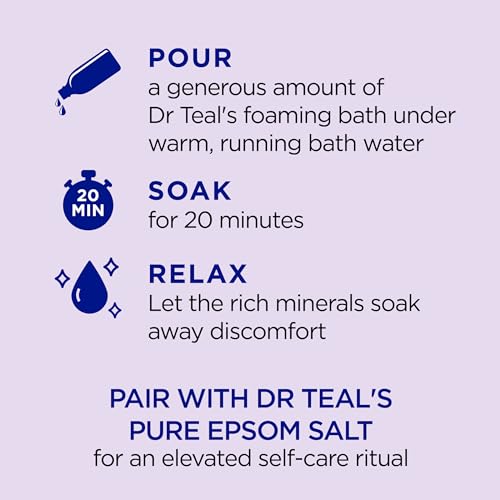Dr Teal's Foaming Bath with Pure Epsom Salt, Soothe & Sleep with Lavender, 62.5 fl oz