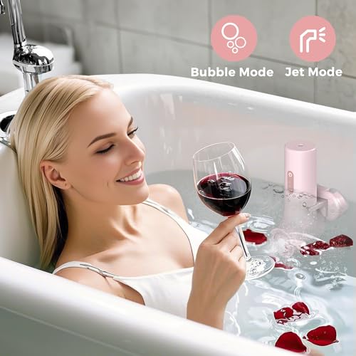 Bath Jets for Tub, Portable Jet Spa for Bathtub, Bubble/Jet Mode, 3-Level Adjustable, Bath Spa for Gifts for Women (Light Pink)
