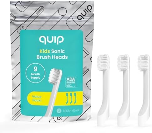 quip Sonic Toothbrush Replacement Heads for Kids - 3 Pack - Verified quip Small Brush Head Refills for Electric Toothbrushes - Soft Bristles, Compact & Flexible - Last 3 Months Each