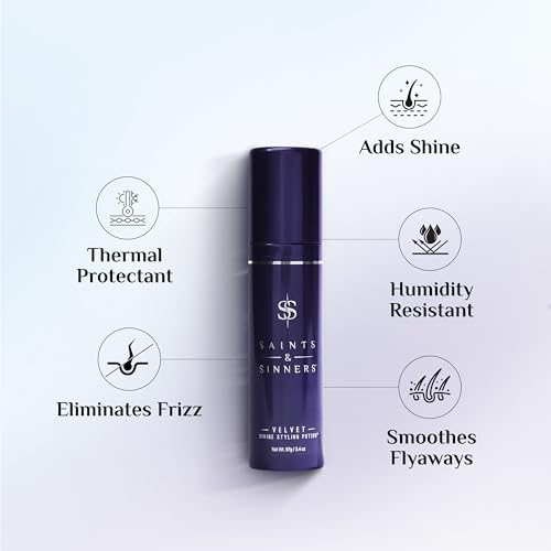 Saints & Sinners Award Winning Velvet Divine Hair Styling Potion, Thermal Protectant, Shine & Defrizzes Hair, Moisturizing Anti-Frizz Hair Cream, Helps Dry Hair, 3.4 oz