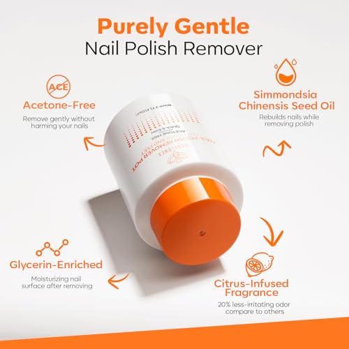 Modelones Acetone-Free Non-Drying Nail Polish Remover Pot with Jojoba Oil and Extra Sponge-Top Lid, Fingernail Polish Removal Gentle Formula for Salon & Home Nail Art 2.71 Fl Oz