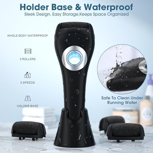 Foot Scrubber Callus Remover for Feet - with Holder & RingLight, Portable Pedicure Kit Foot File Callus Remover, Waterproof Professional Pedicure Tool Foot Care for Deadskin Hard Cracked Dry Skin