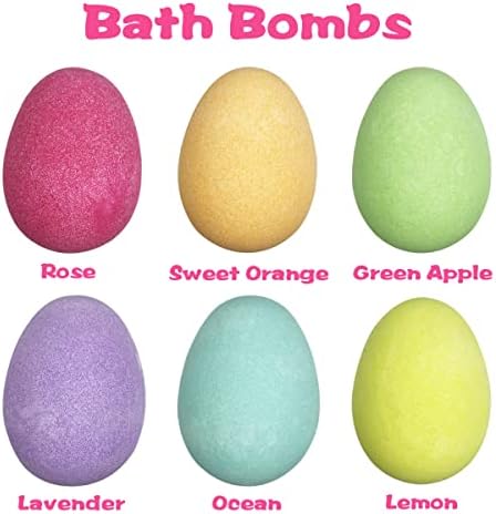 6 Pack Easter Bubble Bath Bombs with Easter Squishy Toys Inside for Kids Girls Boys Easter Basket Stuffers Gifts