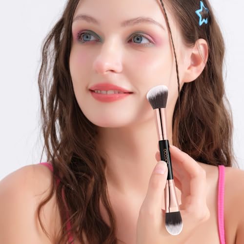 Docolor Double Sided Makeup Brushes, 6Pcs Double Ended Eyeshadow Brush Set Professional Eye Makeup Brushes Set Foundation Eyeshadow Blending Eyebrow Travel Make Up Brushes Kits