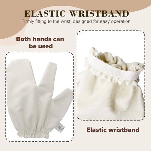 Garshana Gloves Raw Silk Massage Gloves Ayurvedic Massage，Quick-Dry Reusable with Elastic Wrist Strap for Face/Body/Sensitive Skin And Spa Care, (1 Pair)