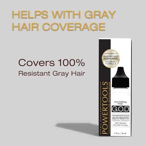 POWERTOOLS Gray Oxidizing Drops - Covers Resistant Gray Hair, Adds Depth and Shine to Any Hair Color (1 Fl Oz, Liquid, Gray, Gray)