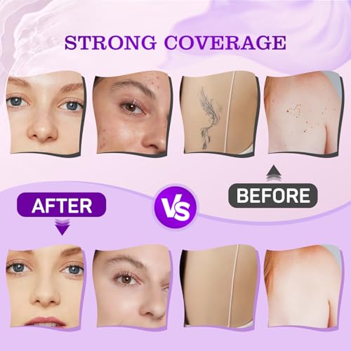 6 Colors Tattoo Cover Up Makeup with Brush – Waterproof Body and Leg Sleeve Foundation, Full Skin Coverage Bronzer & Scar Concealer Cosmetics (natural)