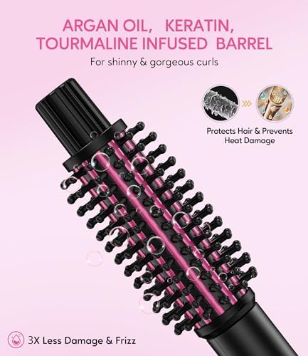Mini Thermal Brush 3 Temperature Adjustable, Travel Curling Iron for Short Hair 1 Inch, Heated Round Brush for Soft Curls, Lightweight Curling Wand Perfect for Bouncy Hair, Dual Voltage