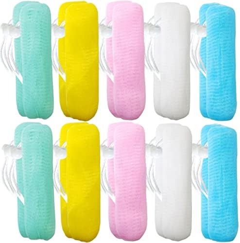 GXXMEI 20PCS Exfoliating Mesh Soap Pouch Mesh Soap Saver Bag Bubble Foam Net for Body Facial Cleaning Tool, 5 Colors