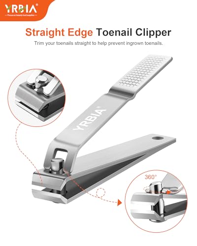 Nail Clippers with Glass Nail File, YRBIA 4 Piece Ultra Sharp Nail Clipper Set, Professional Fingernail & Toenail Clippers Nail Cutter for Men and Women (Silver)