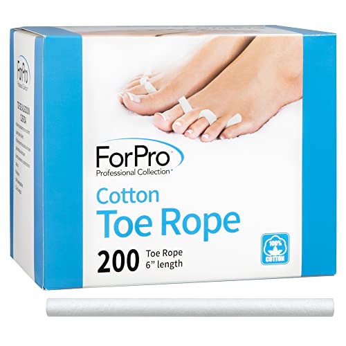 ForPro Professional Collection Cotton Toe Rope, Pedicure Toe Separator, Lint-Free, Biodegradable Cotton, 6” L, 200-Count