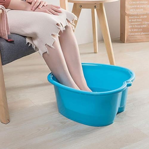 Foot Soaking Tub Large Size Foot Basin Sturdy Soaking Feet Bucket Massager Tub Exfoliation Callus Pedicure Foot Spa Bath Bucket for Women and Men (Blue)