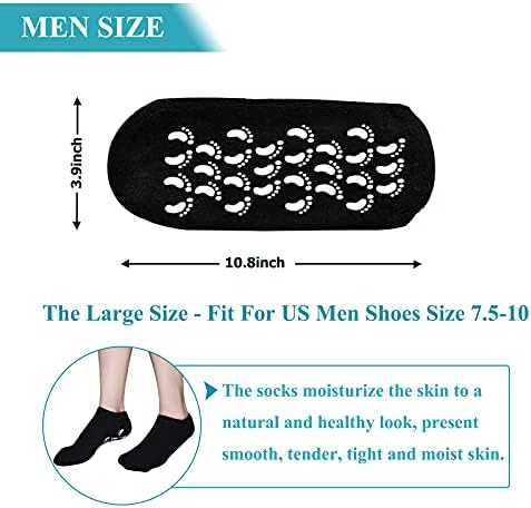 Gel Spa Moisturizing Gel Socks for Repairing and Softening Dry Cracked Feet Skins (Men Size(Black))