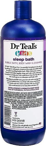 Dr. Teals Kids 3 in 1 Foaming Bath Gift Set (2 Pack, 20oz Ea) - Kids 3 in 1 Bubble Bath, Body Wash & Shampoo with Melatonin & Pure Epsom Salt - Essential Oils Nourish Skin - Hypoallergenic Formula